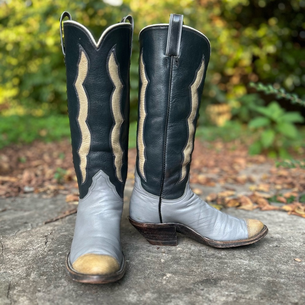 Women’s Size 7.5 M - 1970’s Custom Tall Cowboy Western Boots Herron Custom Boots
